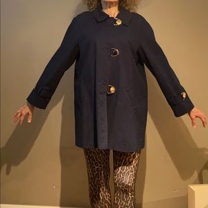 Jones New York Navy Trench with gold snaps